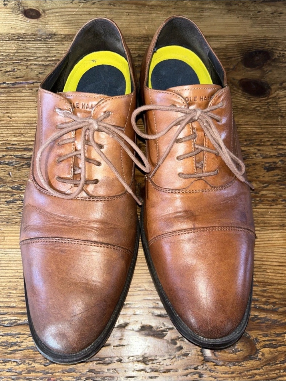 COLE HAAN Men’s Hawthorne Cap Toe Oxford Shoes British Tan C38721 Mens Sz 10M